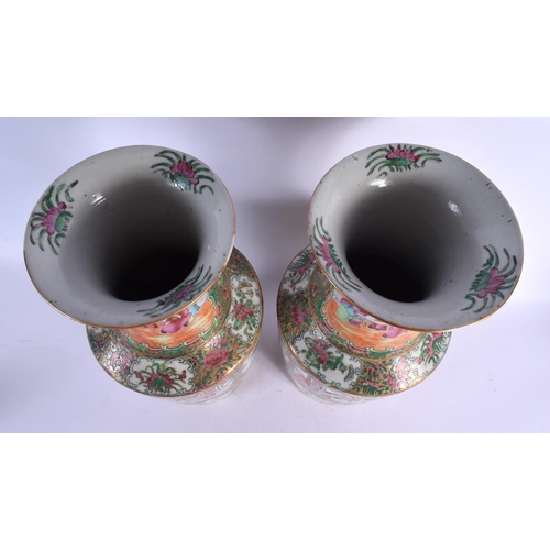 1821 - A LARGE PAIR OF 19TH CENTURY CHINESE CANTON FAMILLE ROSE VASES Qing, painted with figures. 38 cm x 1... 