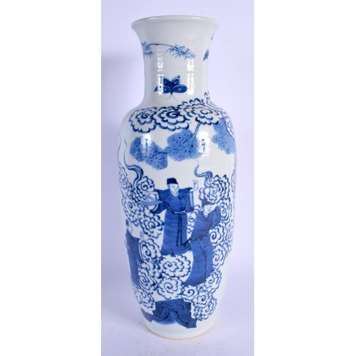 1824 - A 19TH CENTURY CHINESE BLUE AND WHITE PORCELAIN VASE Kangxi style. 32 cm high.