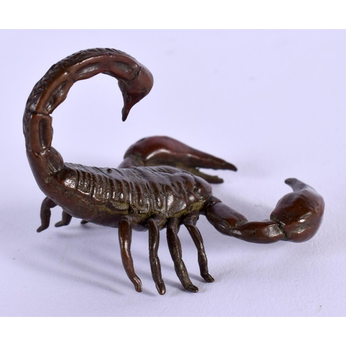 1834 - A JAPANESE BRONZE SCORPION OKIMONO. 5.5 cm x 4.5 cm.