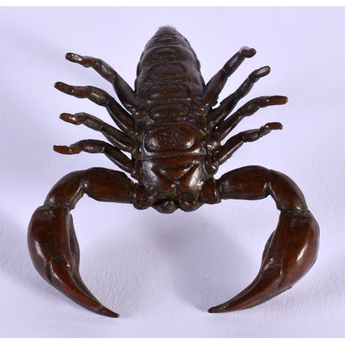 1834 - A JAPANESE BRONZE SCORPION OKIMONO. 5.5 cm x 4.5 cm.