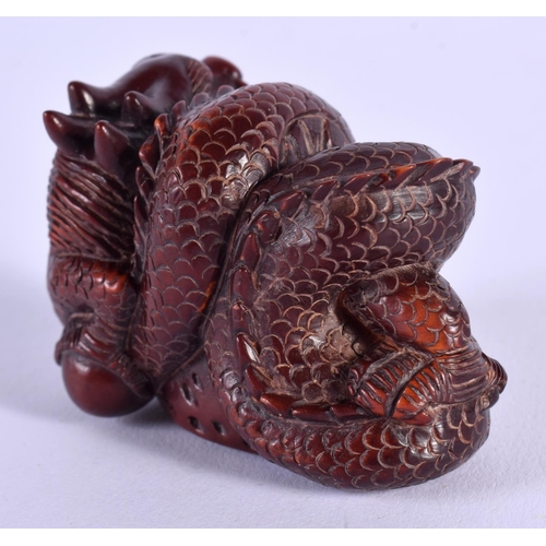 1855 - A JAPANESE BOXWOOD DRAGON NETSUKE. 4 cm x 3 cm.