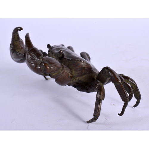 1867 - A JAPANESE BRONZE CRAB OKIMONO. 11 cm x 9 cm.