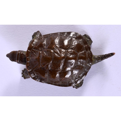 1876 - A JAPANESE BRONZE TORTOISE OKIMONO. 6 cm x 3 cm.