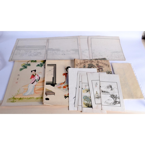 2136 - A GROUP OF 19TH/20TH CENTURY CHINESE AND JAPANESE WATERCOLOURS together with prints etc. (qty)