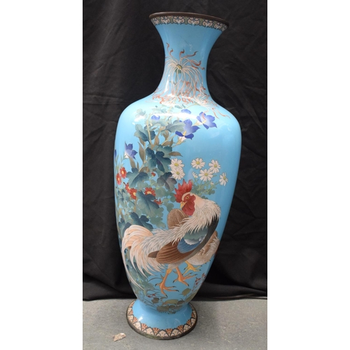 2143 - A FINE AND RARE PAIR OF LARGE 19TH CENTURY JAPANESE MEIJI PERIOD CLOISONNE ENAMEL VASES of monumenta... 