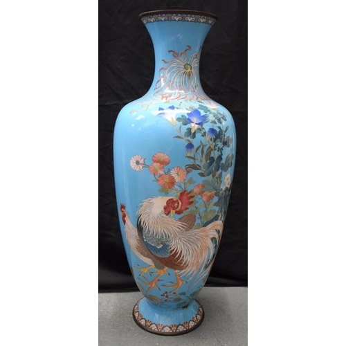 2143 - A FINE AND RARE PAIR OF LARGE 19TH CENTURY JAPANESE MEIJI PERIOD CLOISONNE ENAMEL VASES of monumenta... 