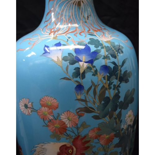 2143 - A FINE AND RARE PAIR OF LARGE 19TH CENTURY JAPANESE MEIJI PERIOD CLOISONNE ENAMEL VASES of monumenta... 