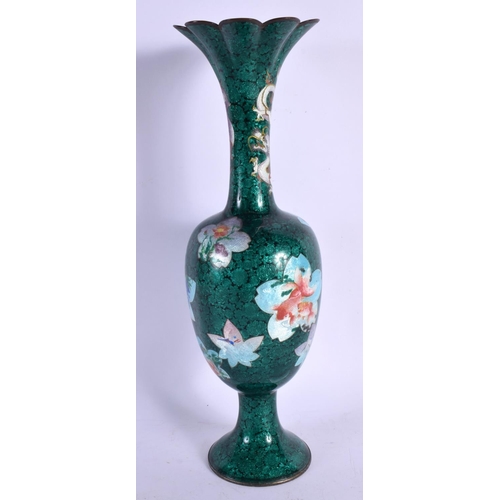 2147 - AN UNUSUAL LATE 19TH CENTURY JAPANESE MEIJI PERIOD CLOISONNE ENAMEL VASE decorated with panels of bi... 