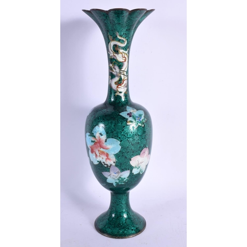 2147 - AN UNUSUAL LATE 19TH CENTURY JAPANESE MEIJI PERIOD CLOISONNE ENAMEL VASE decorated with panels of bi... 