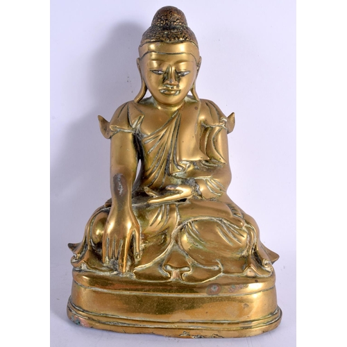 2148 - A 19TH CENTURY SOUTH EAST ASIAN BRONZE FIGURE OF A SEATED BUDDHA. 25 cm x 14 cm.