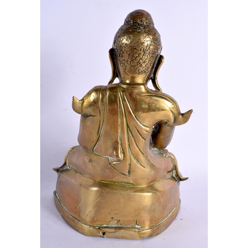 2148 - A 19TH CENTURY SOUTH EAST ASIAN BRONZE FIGURE OF A SEATED BUDDHA. 25 cm x 14 cm.