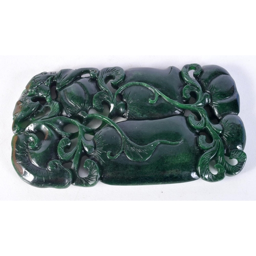 3002 - A Chinese carved Jade boulder in the form of a fruiting pod 13 x 7 cm.