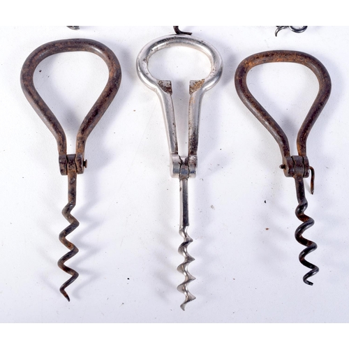 3054 - A collection of folding bow corkscrews one nickel plated (6).