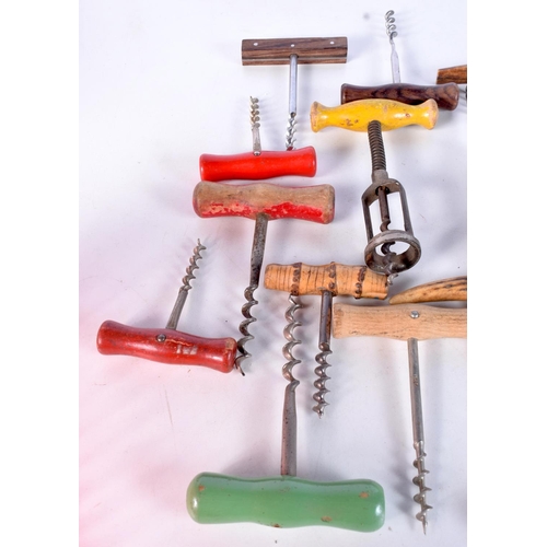 3058 - A collection of English and continental corkscrews wooden  and Antler (14).