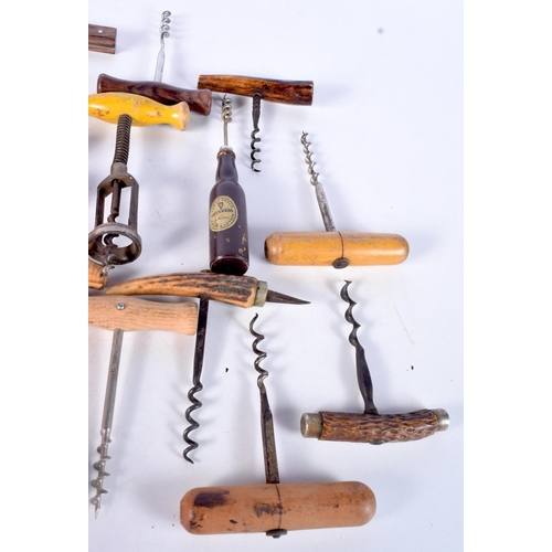 3058 - A collection of English and continental corkscrews wooden  and Antler (14).