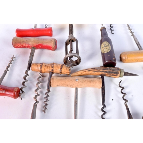 3058 - A collection of English and continental corkscrews wooden  and Antler (14).