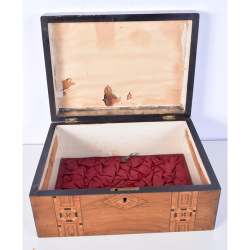 3083 - A large Tunbridge ware box together with a smaller box 30 x 22 x 13 cm (2)