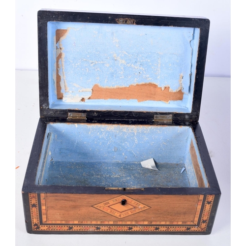 3083 - A large Tunbridge ware box together with a smaller box 30 x 22 x 13 cm (2)