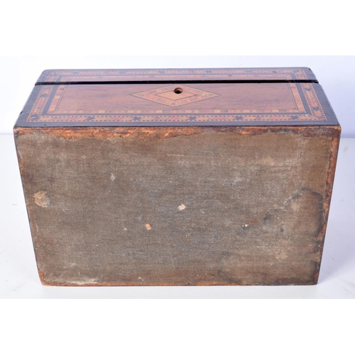 3083 - A large Tunbridge ware box together with a smaller box 30 x 22 x 13 cm (2)