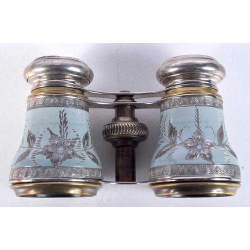 3084 - A leather cased pair of Asprey's opera glasses together with two other sets of opera glasses and Bin... 