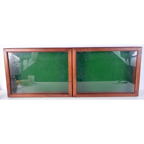 3113 - A pair of wooden and glass display cases 51 x 38 x 11 cm (2) .