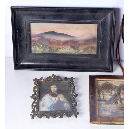 3115 - A framed Gouache by Frank Holmes together with two other Gouaches and a  collection of miniatures , ... 