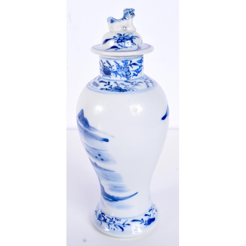 3140 - A late 19th Century Chinese porcelain blue and white Baluster vase and cover, decorated with a lands... 