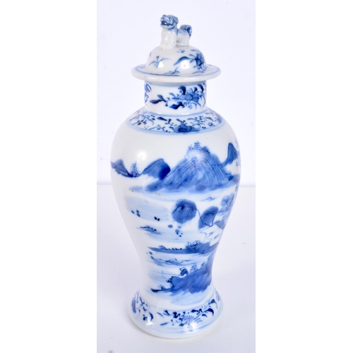 3140 - A late 19th Century Chinese porcelain blue and white Baluster vase and cover, decorated with a lands... 