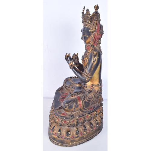 3159 - A Chinese Tibetan gilded bronze Buddha. 32 x 23cm.