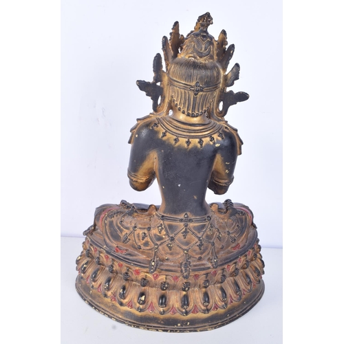 3159 - A Chinese Tibetan gilded bronze Buddha. 32 x 23cm.