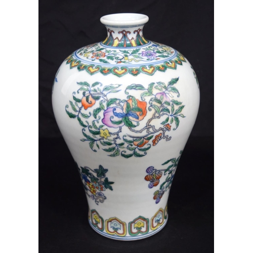 3189 - A Chinese porcelain Ducai Meiping vase decorated with blossom and foliage. 35cm high.