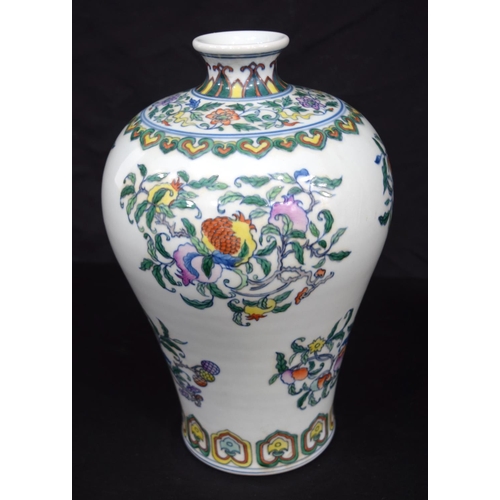 3189 - A Chinese porcelain Ducai Meiping vase decorated with blossom and foliage. 35cm high.