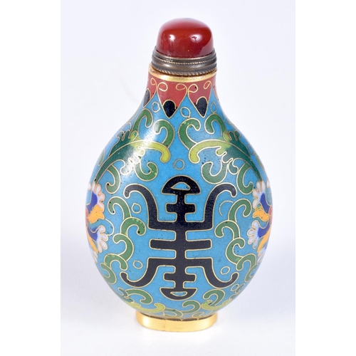 3201 - A Chinese cloisonne enamelled snuff bottle decorated with foliage. 8,5cm.