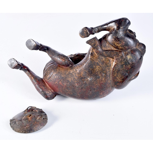 3206 - A Chinese bronze incense burner in a form of a beast. 17 x 25cm.