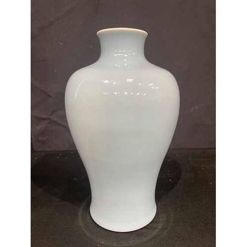 3712 - A LATE 19TH CENTURY CHINESE BLUE CELESTE MONOCHROME MEIPING VASE Late Qing. 24 cm high.