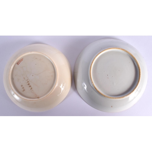 10 - A RARE EARLY 19TH CENTURY DAVENPORT LONGPORT ARMORIAL SAUCER and a Chinese Qianlong saucer. Largest ... 