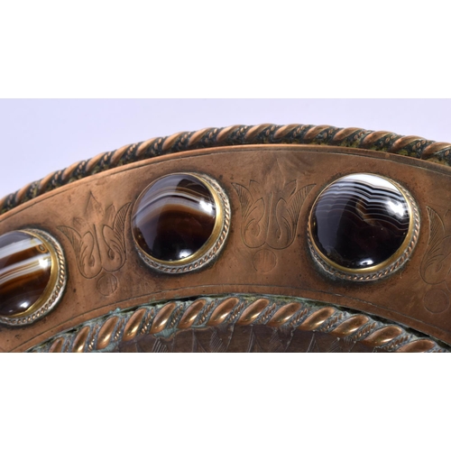 14 - A LOVELY LARGE 19TH CENTURY EUROPEAN AGATE MOUNTED BRONZE TAZZA decorated with foliage. 28 cm x 10 c... 