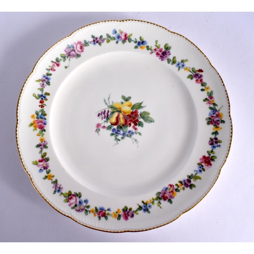 244 - 18TH CENTURY SEVRES FINE LOBED PLATE WITH FEUILLE DE CHOUX MOULDING AT THE RIMS  PAINTED BY LE BEL W... 