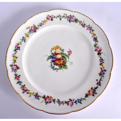247 - 18TH CENTURY SEVRES FINE LOBED PLATE WITH FEUILLE DE CHOUX MOULDING AT THE RIMS  PAINTED BY LE BEL W... 