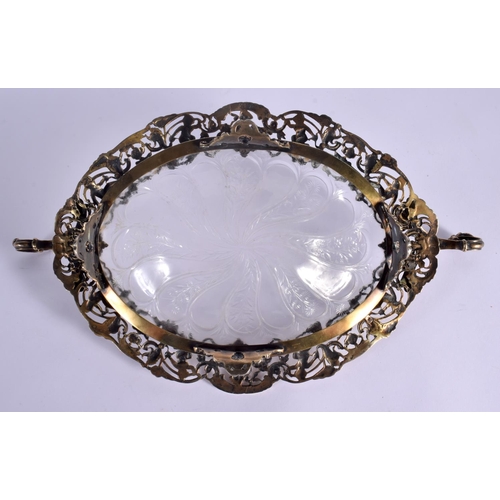 25 - A FINE AND RARE ANTIQUE SILVER GILT AND STOURBRIDGE CRYSTAL GLASS TWIN HANDLED BOWL by William Comyn... 