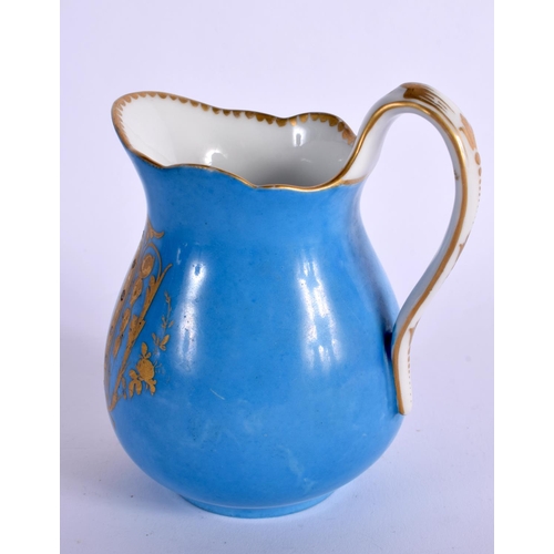 250 - 19TH CENTURY SEVRES STYLE JUG PAINTED WITH A LADY IN GILDED CARTOUCHE. 11cm High