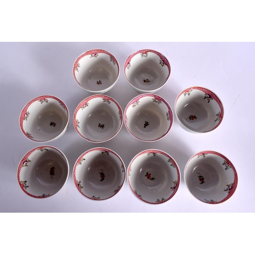 252 - LATE 18TH CENTURY NEW HALL TEA SERVICE  PAINTED CHINESE EXPORT STYLE WITH PATTERN `173'  COMPRISING;... 