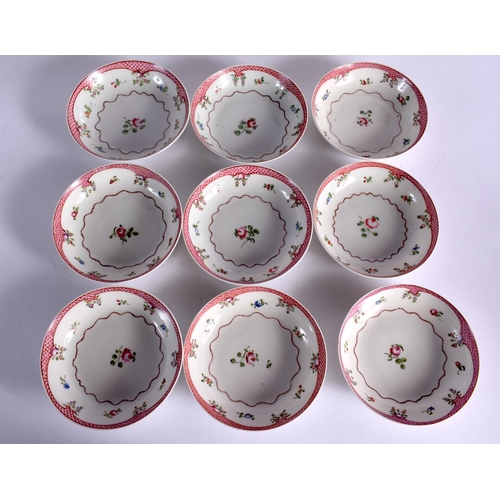 252 - LATE 18TH CENTURY NEW HALL TEA SERVICE  PAINTED CHINESE EXPORT STYLE WITH PATTERN `173'  COMPRISING;... 