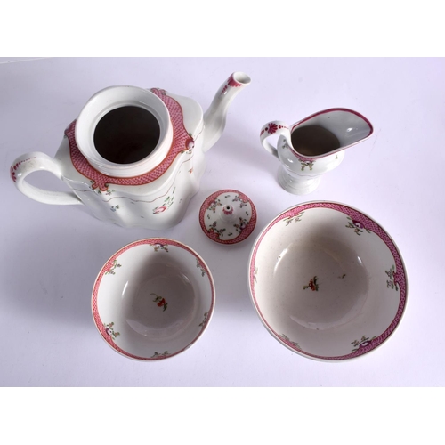 252 - LATE 18TH CENTURY NEW HALL TEA SERVICE  PAINTED CHINESE EXPORT STYLE WITH PATTERN `173'  COMPRISING;... 