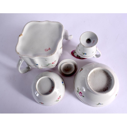 252 - LATE 18TH CENTURY NEW HALL TEA SERVICE  PAINTED CHINESE EXPORT STYLE WITH PATTERN `173'  COMPRISING;... 