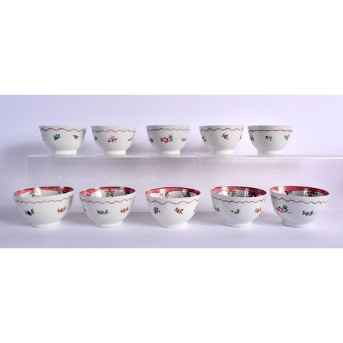 252 - LATE 18TH CENTURY NEW HALL TEA SERVICE  PAINTED CHINESE EXPORT STYLE WITH PATTERN `173'  COMPRISING;... 