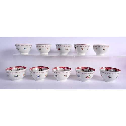 252 - LATE 18TH CENTURY NEW HALL TEA SERVICE  PAINTED CHINESE EXPORT STYLE WITH PATTERN `173'  COMPRISING;... 