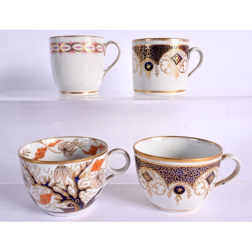 254 - LATE 18TH CENTURY NEW HALL A PATTERN `89' COFFEE CUP AND  SAUCER; A PATTERN `575' TRIO  AND A PATTER... 