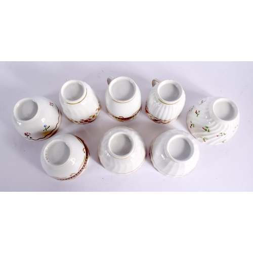 256 - LATE 18TH CENTURY NEW HALL FLUTED PART TEA SERVICE  PAINTED IN BLUE AND GILT WITH PATTERN `155'   CO... 