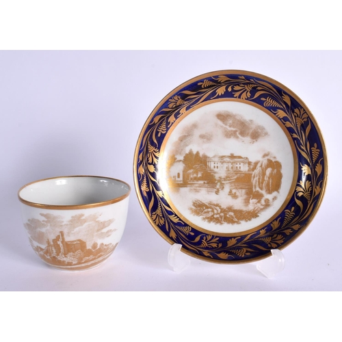 257 - LATE 18TH CENTURY NEW HALL `WARBURTON'S  PATENT' TEACUP AND SAUCER PRINTED IN GOLD  PATTERN 888. Cup... 